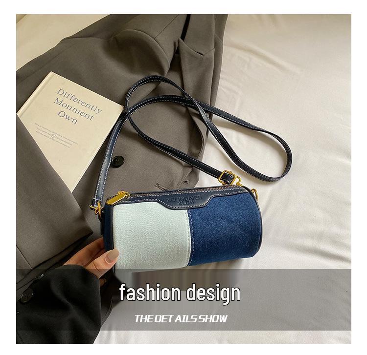 Women's 2026 Versatile Denim Cylinder Bag - Crossbody & Single-Shoulder