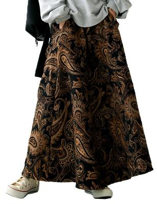 Antiqua Long Jacquard Skirt Free Size 05 Black Women's UY-00015