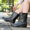 New Rain Shoes Women's Medium Tube Fashion Rain Boots Shoes Worn On Rainy Days Water Shoes Waterproof Martin Boots Non-slip Rubber Shoes