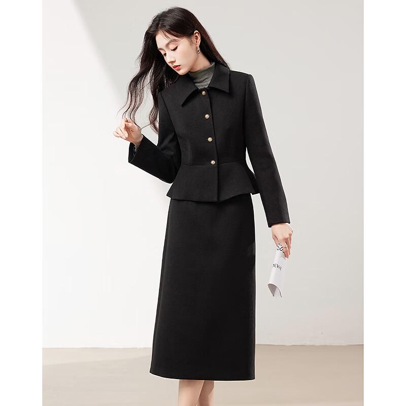 Likewater Nianhua Women's Elegant Long-Sleeve Jacket and Midi Skirt Set