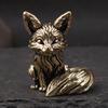 Mini Cute Brass Fox Statue Vintage Simulated Animal Statue Home Office Desk Decor Ornament Metal Figure Props Toy Gift Dropship