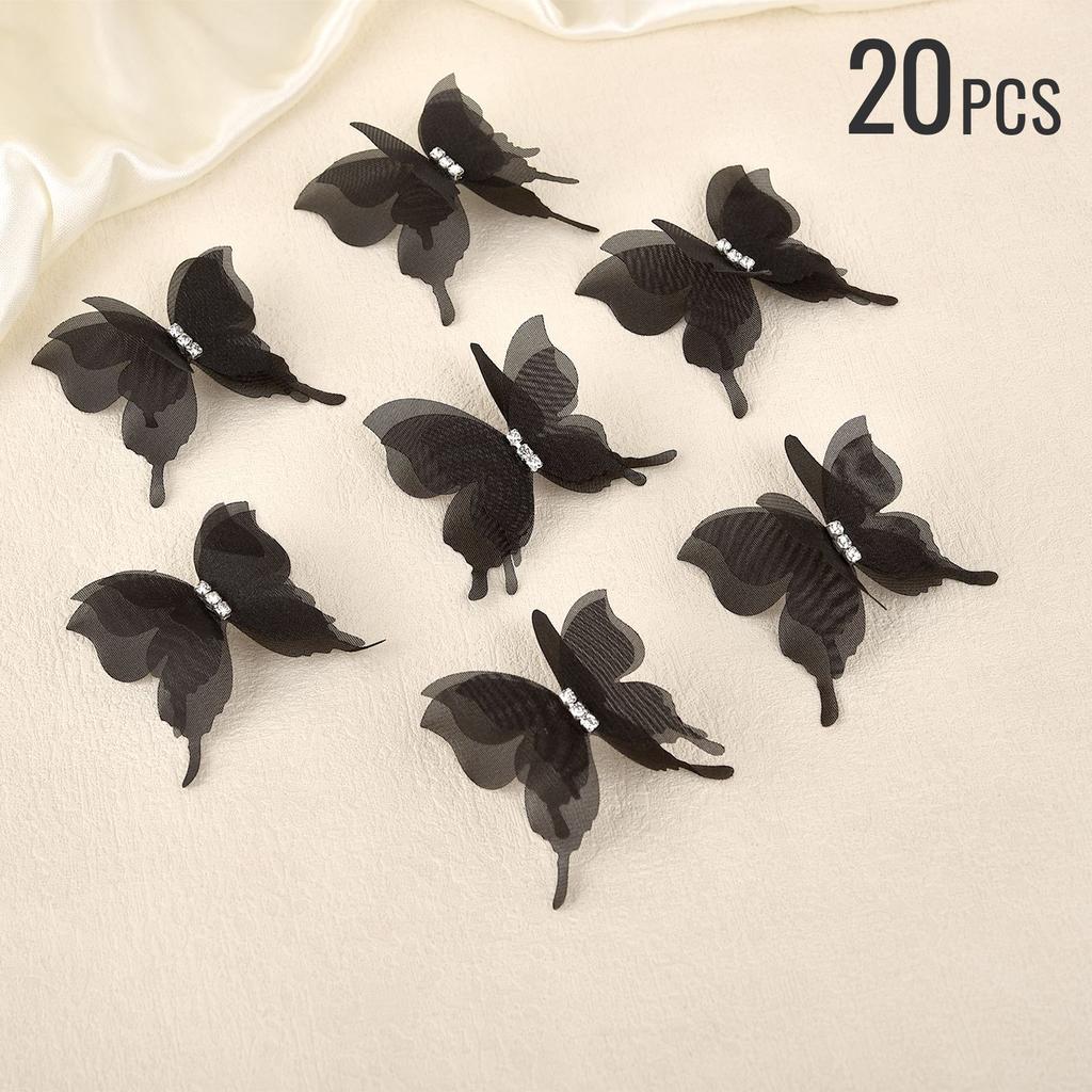 Gradient Color Organza Fabric Butterfly Appliques 10/20pcs Translucent Chiffon Butterfly For DIY Sewing Craft Decoration 5cm