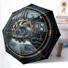Industrial Gear Truck Pattern Umbrella, Portable and Foldable Design, 8 Ribs, a Casual Accessory for Halloween, Christmas, and Birthday Gifts.