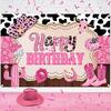 Rustic Cowgirl Birthday Party Backdrop Boho Country Happy Birthday Banner for Western Theme Birthday Decorations Baby Shower