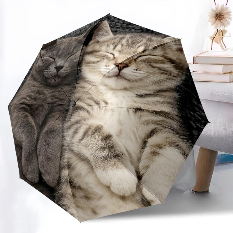 1 st Automatiskt Fällbart Paraply - Tecknat Mönster, Bärbar & Vikbar Design med 8 Ribbor, Jul- Födelsedagspresenter