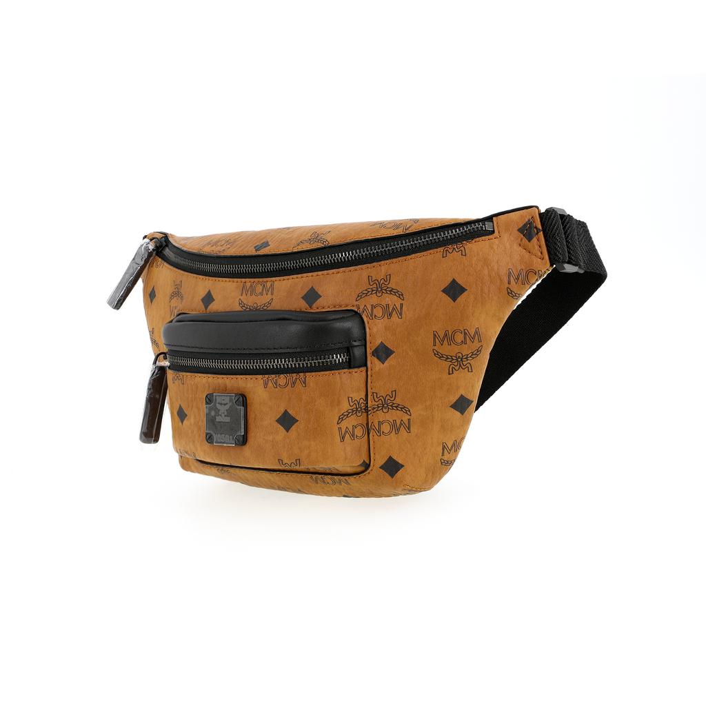 New MCM Fursten Visetos Artificial Leather Sling Bag, Fanny Pack Mini Men's Brown Cognac MMZCAFI01CO001