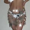 Women Star Sequins Crop Top Skirt Nightclub Party Sexy Tassel Body Chain Jewelry