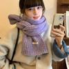 Solid Color Korean Style Cable Knit Scarf for Women - Warm Wool Neck Warmer for Autumn and Winter
