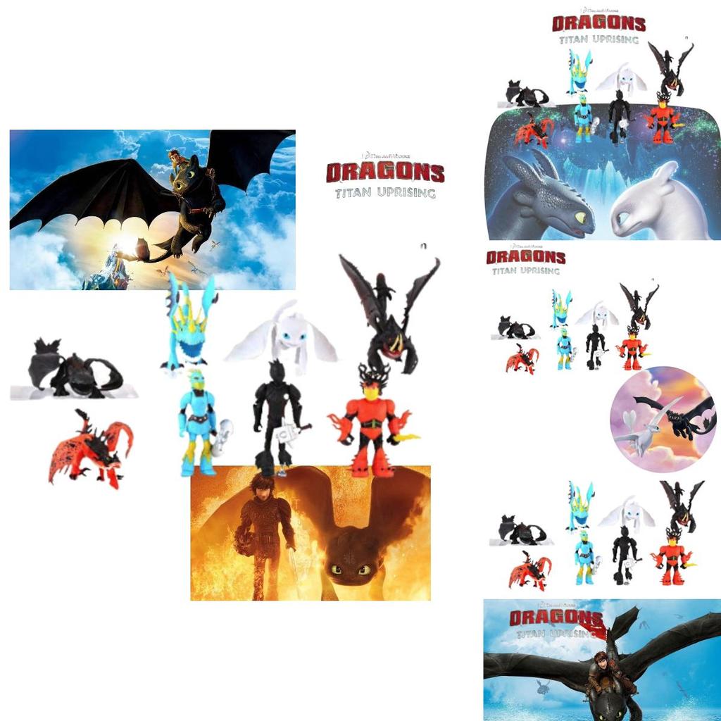 Dragon Toy Set 8-piece Night Fury Pvc Figures For Kids 4-6)