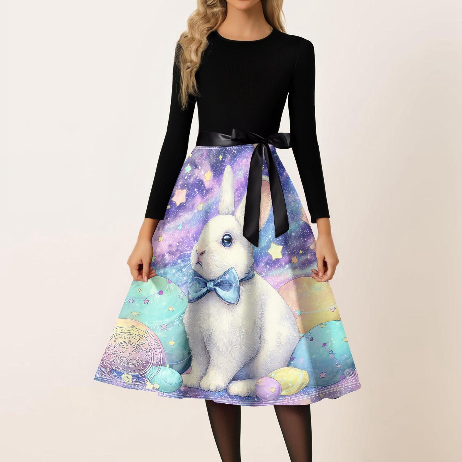 

Women s Casual Fashion Round Neck Carnival Printed Vintage Dress XXXXXL