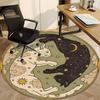 1pc Starry Night Cats Office Round Area Rug, Indoor Mat Suitable For Office, Under Office Chairs Bedroom Living Room Home Decor, Room Deco