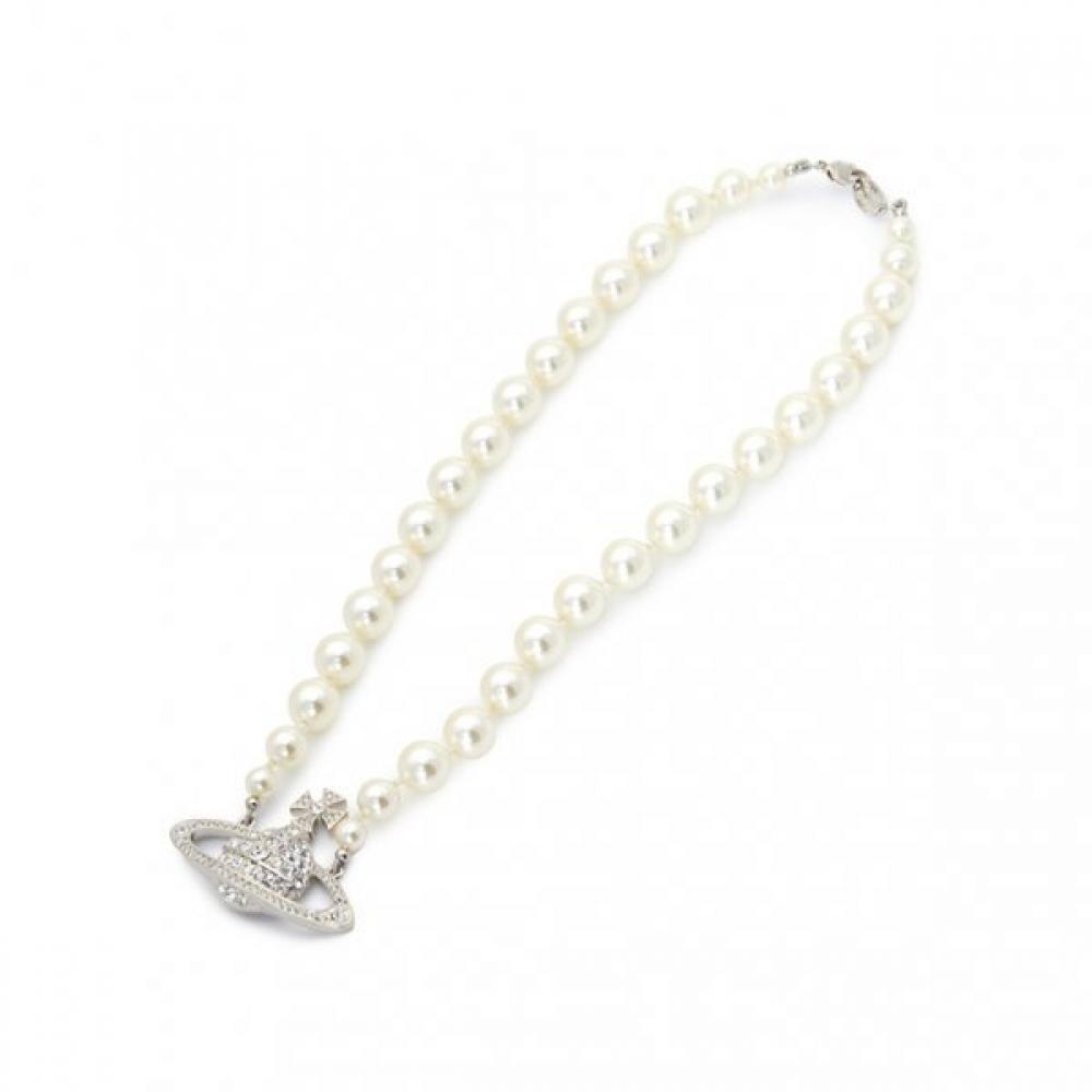 Vivienne WeStwood One Row Pearl Bath Relief Women S Choker Necklace 63010106 02p104
