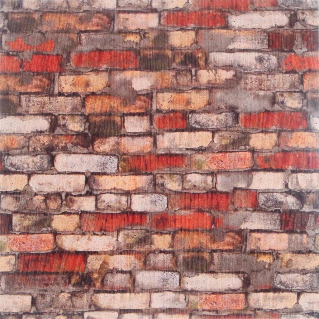 Miniature Dollhouse Retro Brick Wall Sticker 10x10cm - Wood Grain Pattern Home Decoration