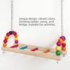 Bird Perch Stand Bite Resistant Parrot Swing Colorful Hanging Bird Cage Standing Wooden Pet Suspension Bridge Play Gym