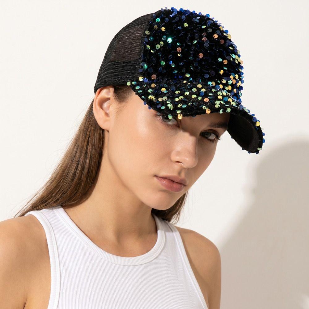 Adjustable Sequins Baseball Cap Blingbling Mesh Snapback Caps Elegant Sun Hat Street Dance