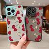 Simple Cherry Pattern Clear Matte Phone Case For iPhone 16 Pro Max 15 Pro 14 13 12 11 Soft Edge Shockproof Lens Protection Slim Phone Cover