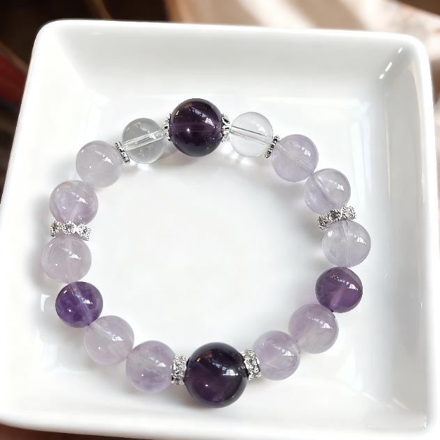 Lavender Amethyst & White Crystal Bracelet - High-End Luxury Jewelry