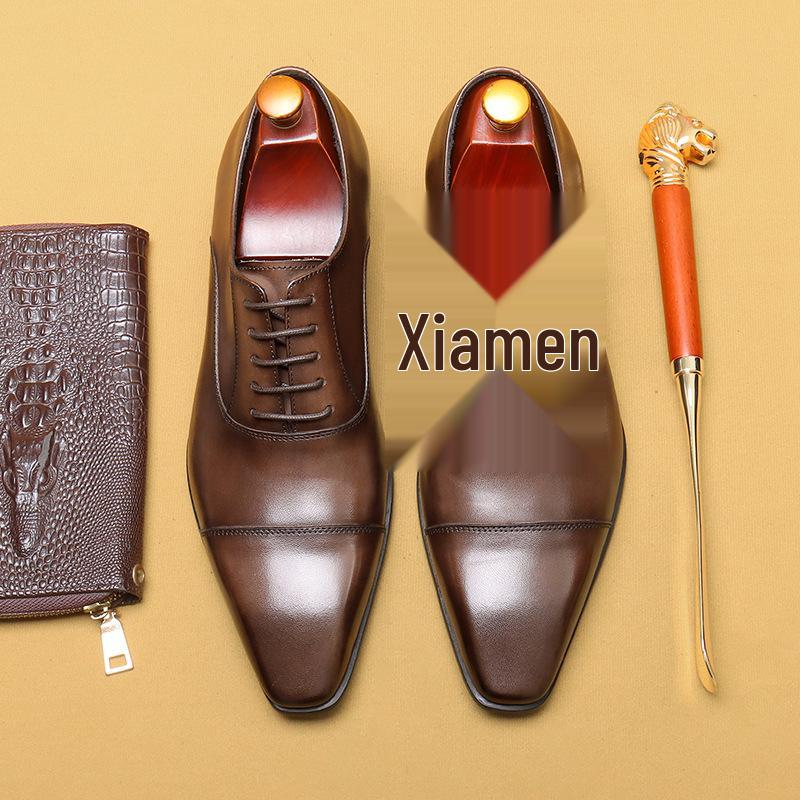 VIP Exclusive Japanese Men's Leather Three-Piece Formal Oxford Shoes - Black, Pointed Toe, Business & Commuting Style