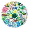 50 Succulent Green Plant Cartoon Decorative Stickers for Luggage, Scooter, Helmet, Car, or Motorcycle