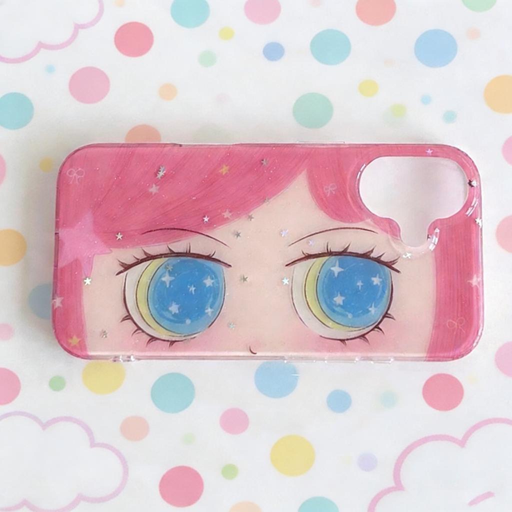 HOT Clmj Korean Shinning Eyes Cute Phone Case for iPhone 17 16 15 14 13 12 11 Pro Max X Xs XR XSMax Air Plus Feather Texture