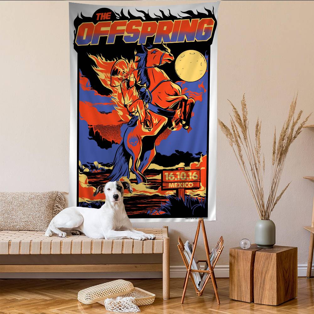 Pop Punk Band TThe OoffspringS Anime Tapestry Hanging Tarot Hippie Wall Rugs Dorm Home Decor