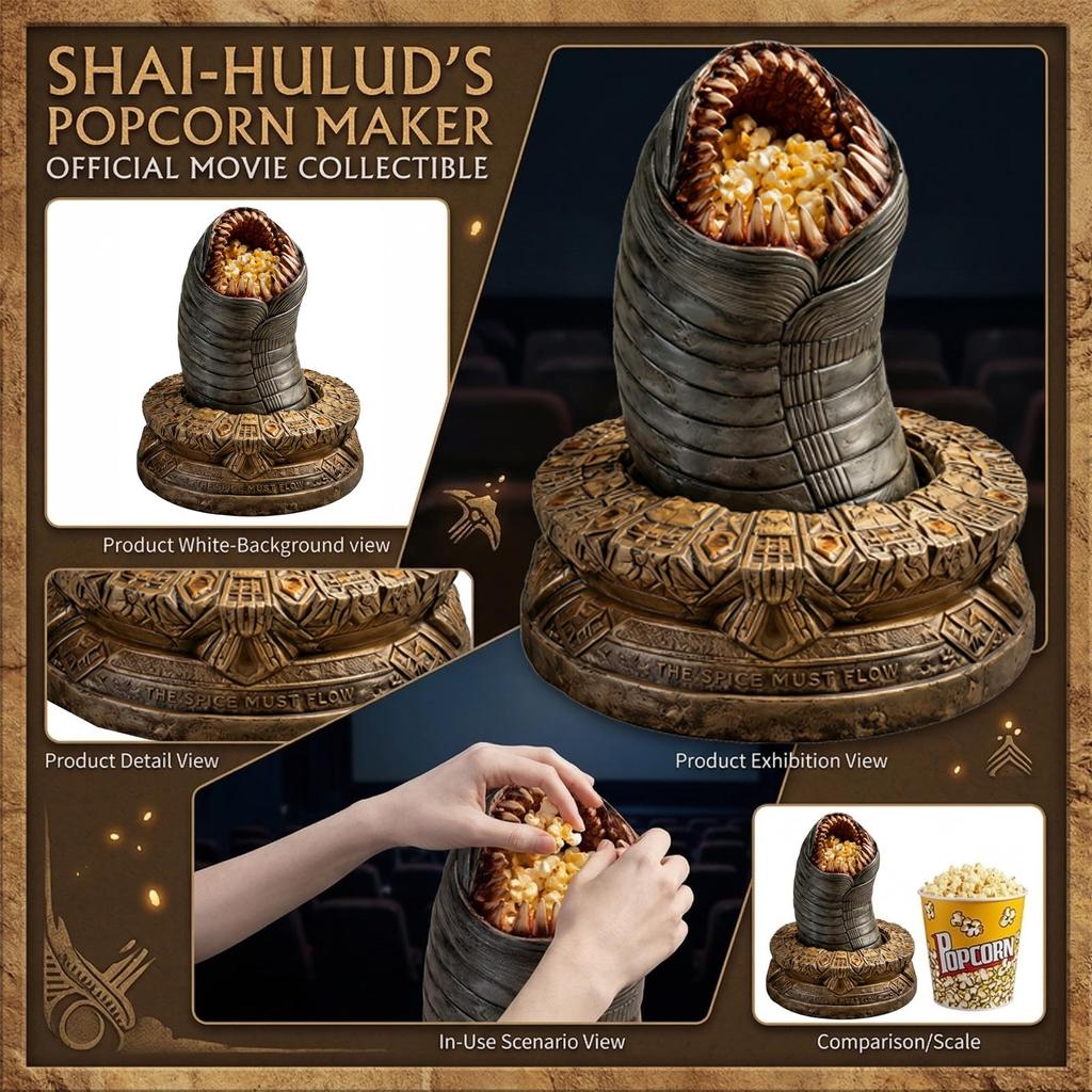 Creative Popcorn Bucket Sculpture Inspired by Sci-Fi Movie Design Unique Alien Mouth Shape Container with Detailed Base for Home or Office Display
