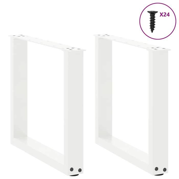 VidaXL Pieds de table basse en U, 2 pièces, blanc, 50 x (42-43) cm, acier 4013157