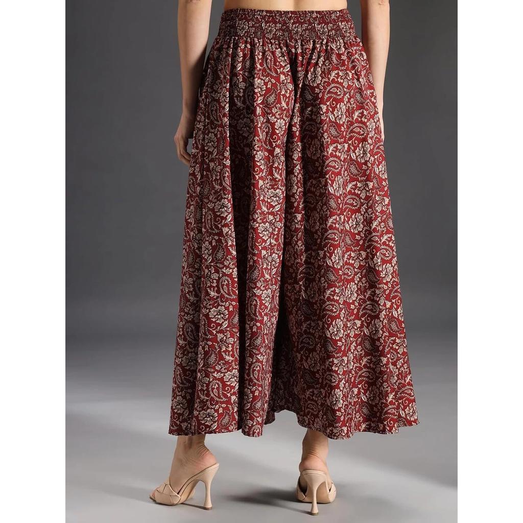Floral Printed Women's Ethnic Palazzo Set Indian Bollywood Flared Trouser Set