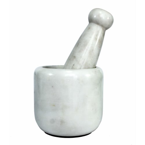 KLEO 2.5"-3.5" Diameter Natural Stone Marble Mortar and Pestle Set (Spice Grinder, Medicine Masher) (White 2)