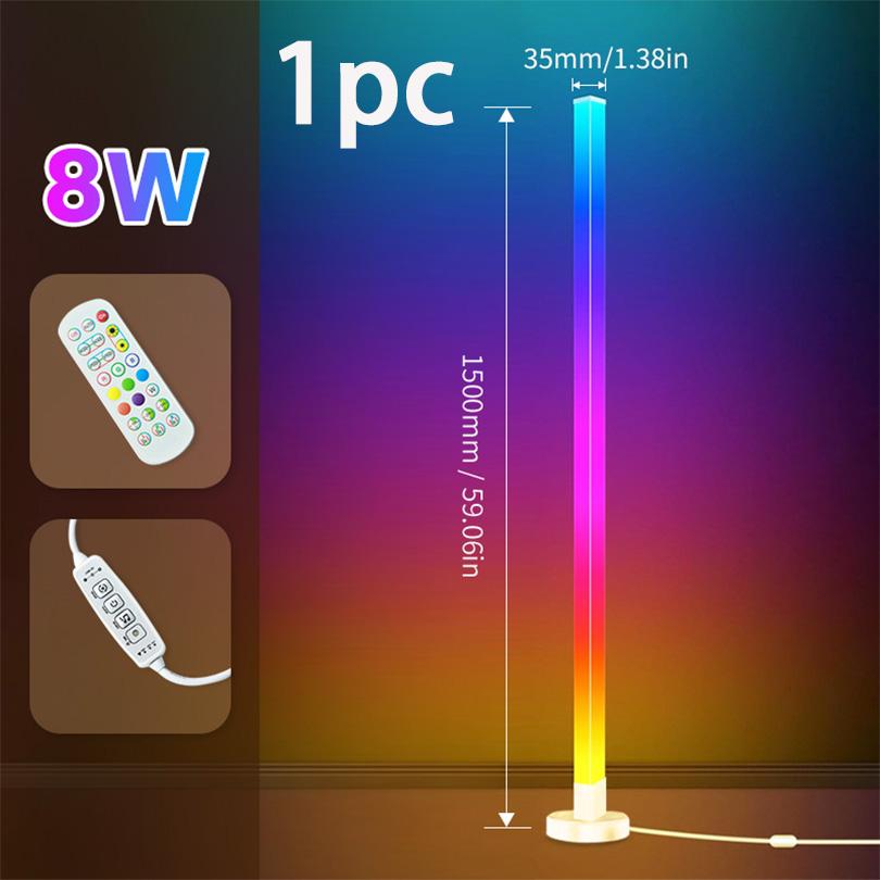 150cm Smart Corner Floor Lamp Dimmable APP Control RGB LED Modern Mood Lighting  Stand Lights for Bedroom Gaming Living Room