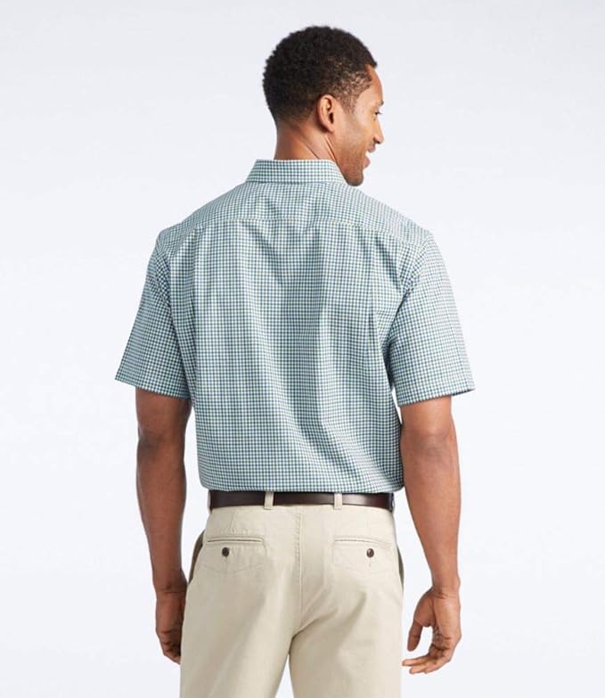 LL Bean Kennebunk Sport Traditional Short US Size Light 1000223091 Men's Wrinkle-Free Shirt, Fit, Sleeve, Check, Fit, Regular, L, Gold, Yellow,