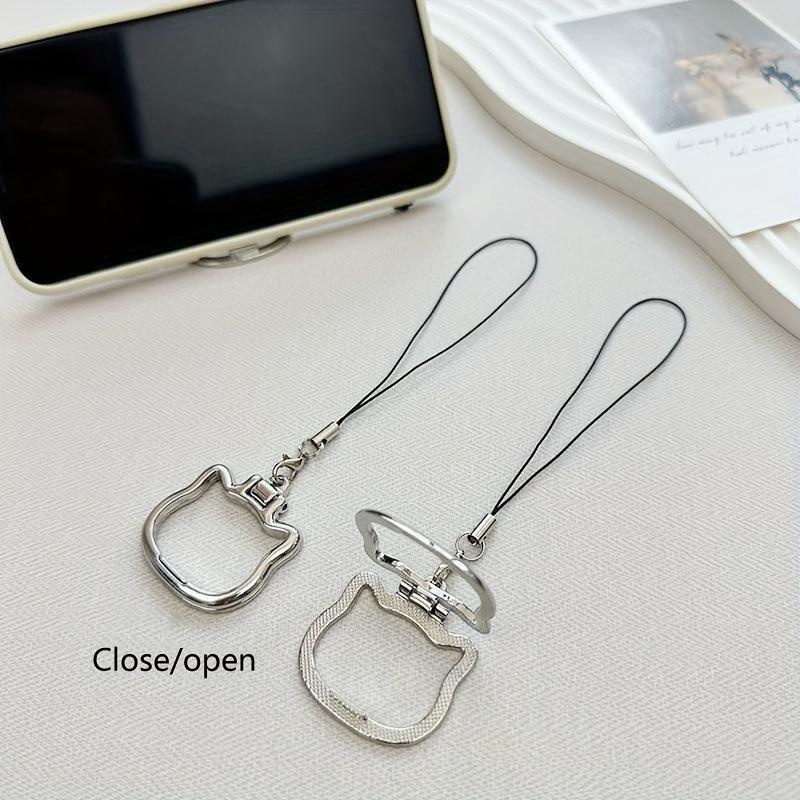 4pcs Portable Mobile Phone Lanyard Metal Ring Buckle Anti-Fall Lanyard U Disk Hanging Chain Desktop Support Stand
