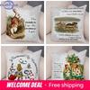 Alice In Wonderland Cushion Cover Cute Rabbit Cat Printed Sofa Pillow Vintage Home Decorative Pillow Case for Children Room