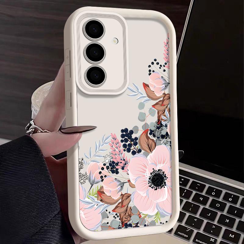 Flower Print Case For Samsung Galaxy S25 S24 S23 S22 Ultra S21 S24 FE A55 A54 A34 A15 A14 A35 A52 A53 A25 A16 5G Soft TPU Cover