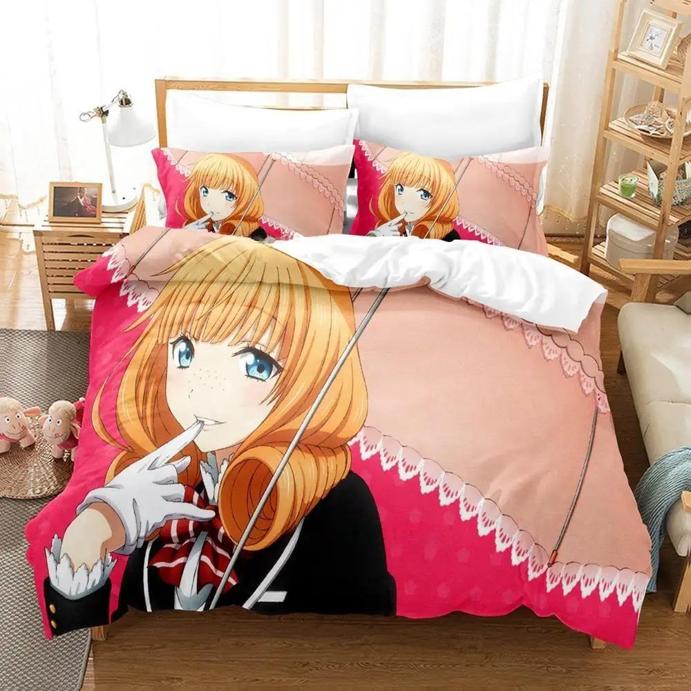 Yamada-kun und die sieben Hexen Bettwäsche-Set Cartoon Anime dreiteiliges Set Erwachsener Kind Schlafzimmer Bettbezug-Sets 3D Kawaii Mädchen