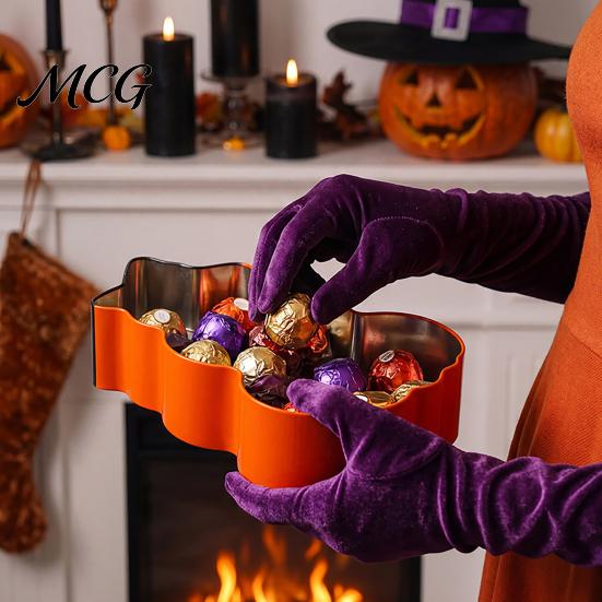 Candy Jar with Secure Lid Halloween Pumpkin Tin Box, Stacked Shaped Metal Treat Container Storage Lid, Orange Tinplate Case for Trick or Party Favors