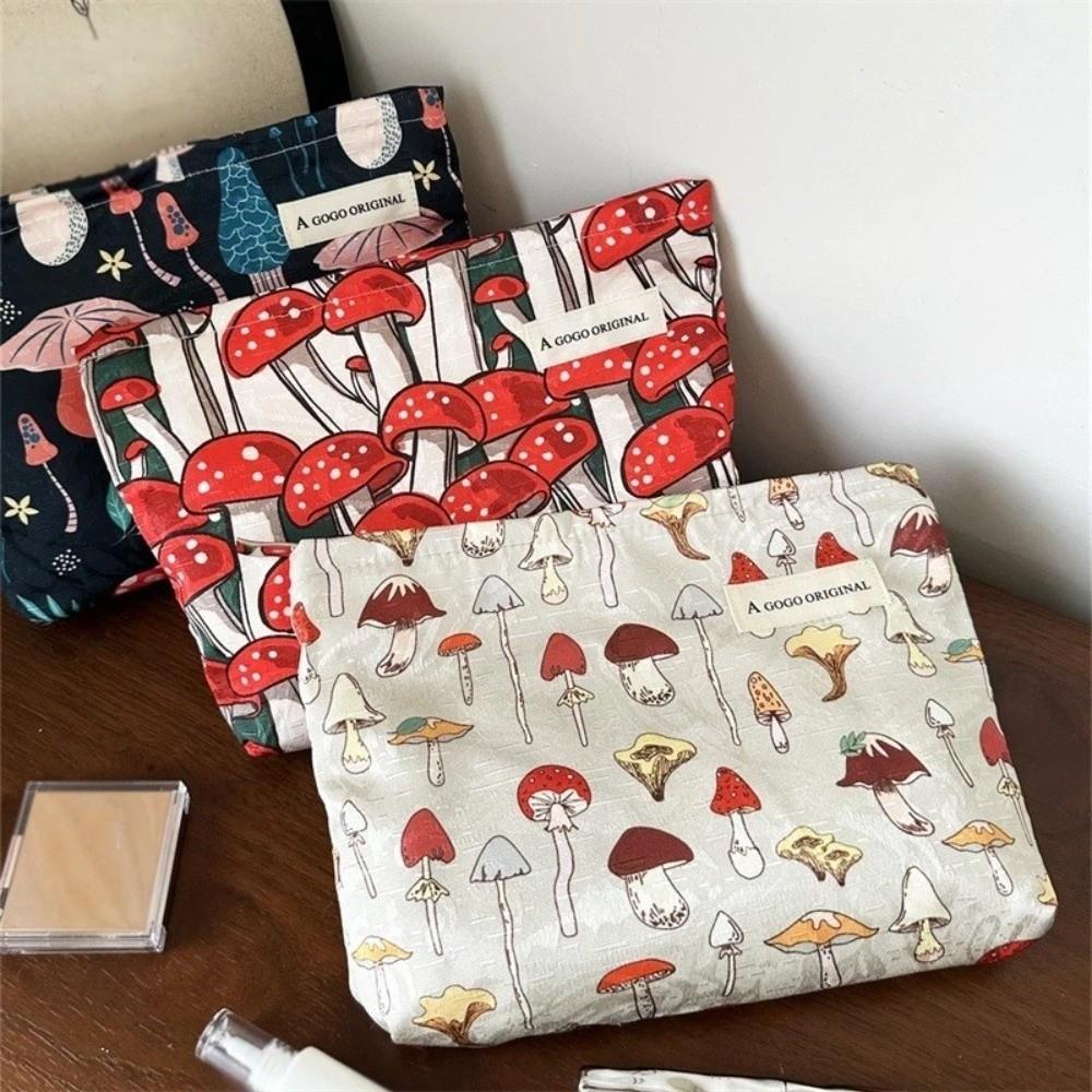 Tragbare Kosmetiktasche mit Reißverschluss Pilz Große Kapazität Kulturtasche Make-up-Tasche Outdoor