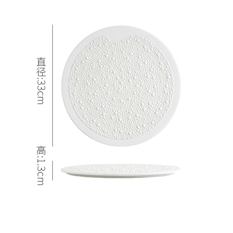 Solid Color Pearl Dot Texture Ceramic Flat Plate Sushi Plate Dessert Plate Steak Plates Molecular Cooking Creative Tableware