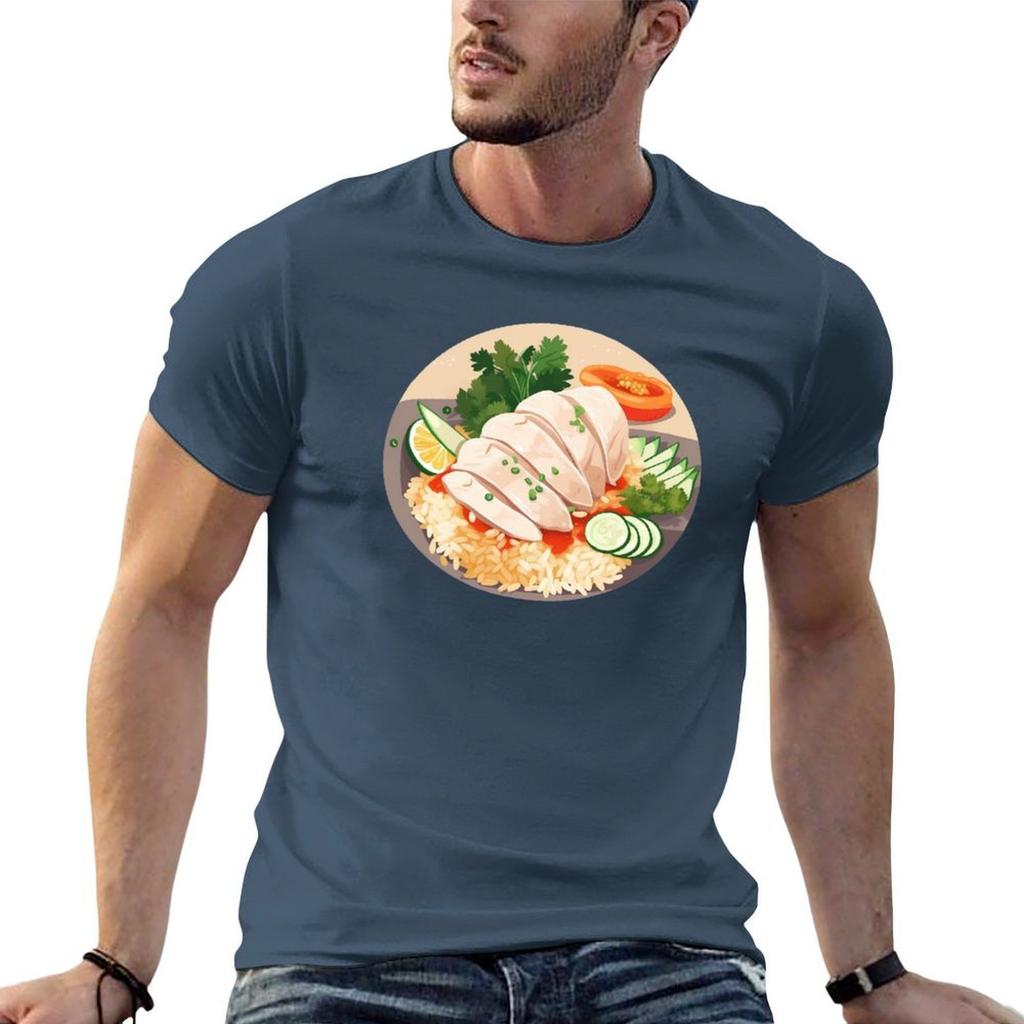 Hainanese Chicken Rice Tshirt Active Sports Short Sleeve Cotton Shirt