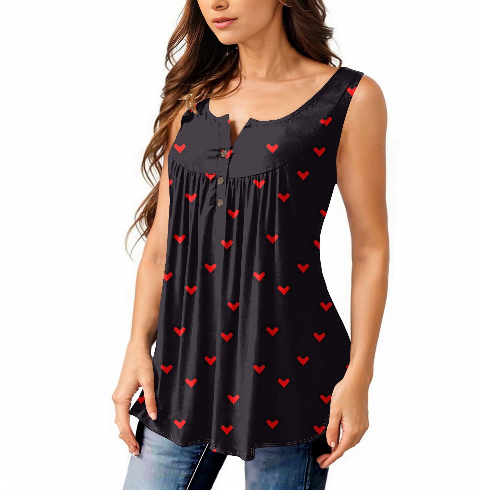 

Женская мода плиссированная безрукавка повседневная футболка жилет топ на пуговицах M чёрный