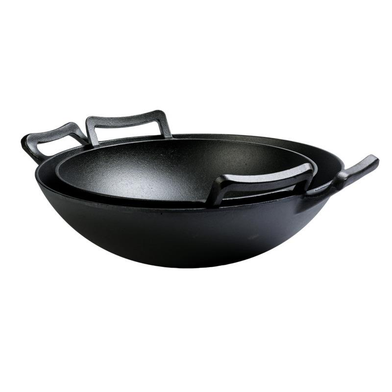 Cast Iron Pot Flat Bottom Wok Non-stick Induction Cooker Universal Pig Iron Pot Retail Uncoated