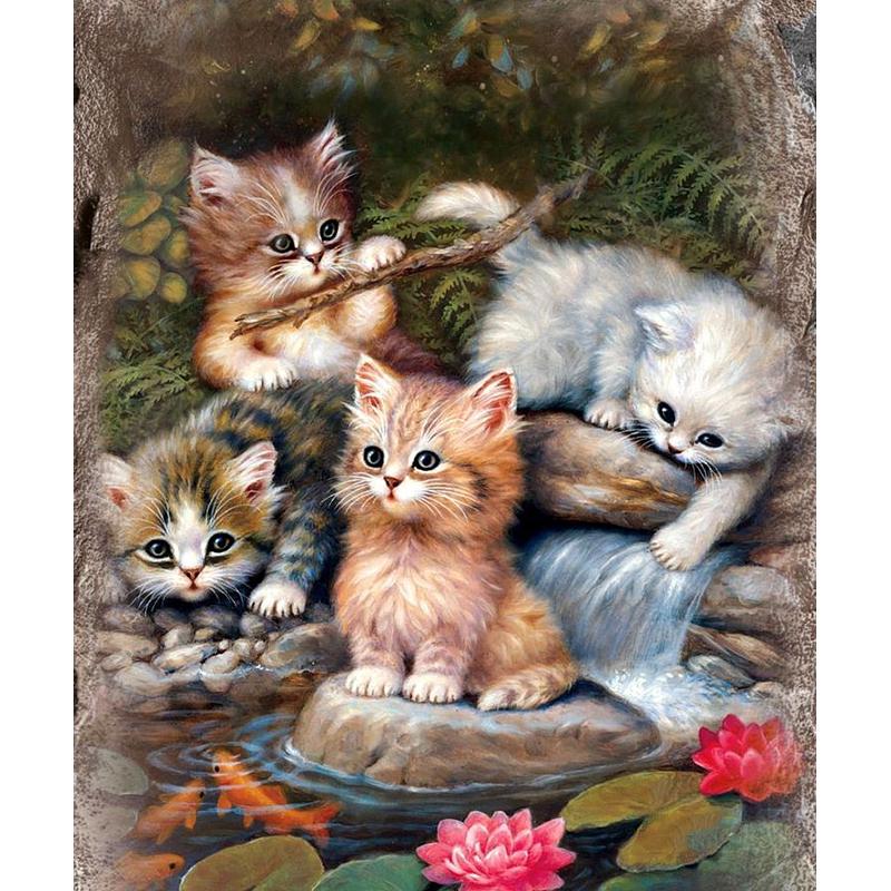 DIY Cat 5D Diamond Painting Full Round Drill Rhinestones Animal Diamont Embroidery Cross Stitch Mosaic Wall Art Home Decor Gift