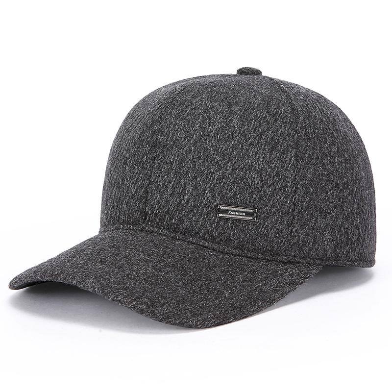

Autumn Winter Thick Baseball Cap Middle-Aged and Elderly Men s Warm Cap серый