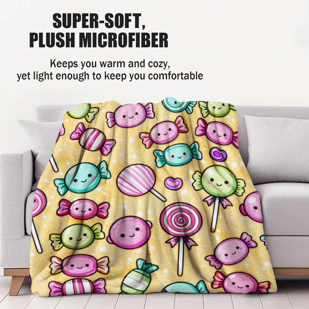 Viral Sweet Style  Lollipop Printed Pattern Blanket Soft And Comfortable Small Cover Blanket Suitable For Car Dormitorie Office