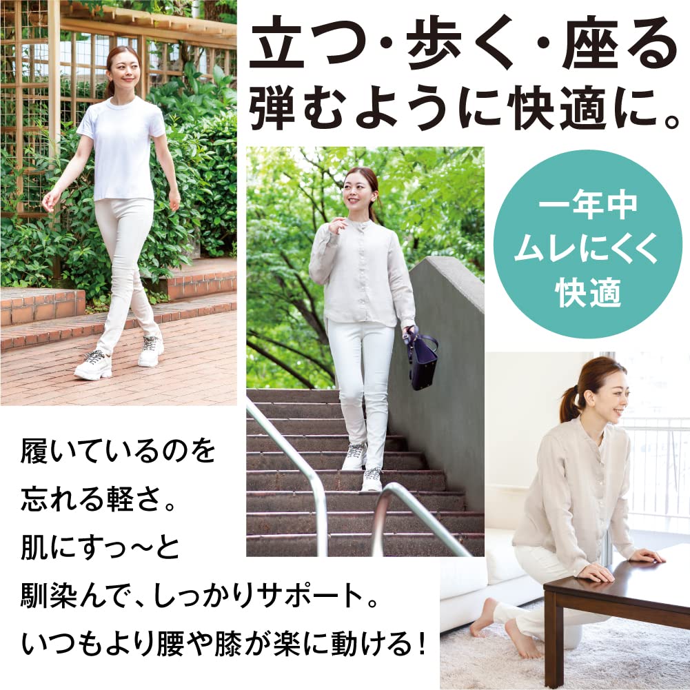 Alphax Hip and Knee Support Spats, Thin, Doctor's Support Spats, Pita Skin, Mint Gray, M-L, Made in Japan