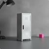 Armário de Armazenamento de Mesa Mini Armário Metálico Compacto com Porta Única para Escritório, Toucador Branco