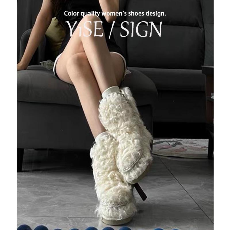 Mao Mao thick-soled non-slip short cotton shoes women's 2025 autumn and winter new white medium tube velvet warm snow boots