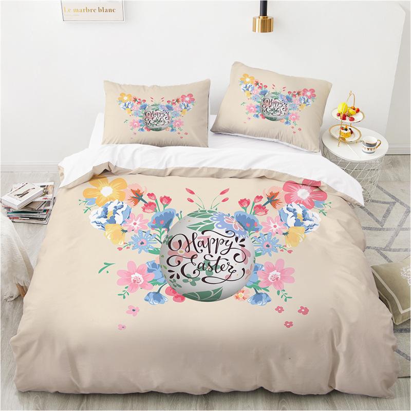Easter Eggs Bedding Collection King Queen Size Cartoon Rabbit Duvet Cover With Pillowcase For Kids Adults As Greetings And Presents