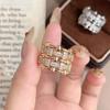 Hot Sale Copper Inlaid Zircon Multi-layer Geometric Ring Light Luxury Versatile Temperament INS Wind Ring