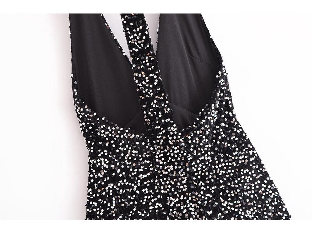 Women's 2024 Winter European & American Style Sequin Balloon Dress